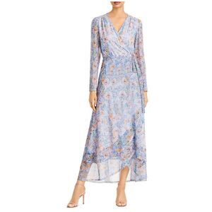 NWT LAUNDRY by SHELLI SEGAL Multi Color Floral Mesh Wrap Dress Size 16